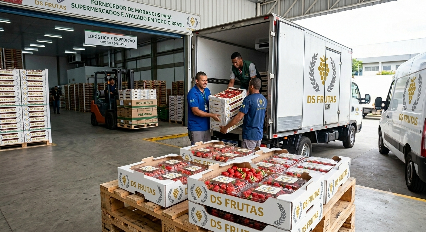 Caminhão brasileiro carregado de hortifrúti pronto para entrega